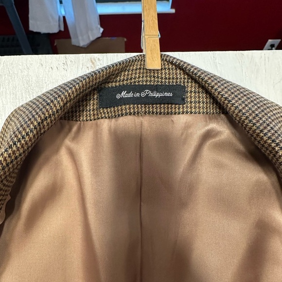 Lauren Ralph Lauren Men’s Wool Blazer 46L Brown Houndstooth Check Sport Coat - Picture 10 of 11
